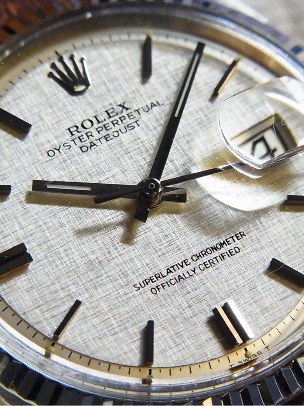 Rolex Datejust Ref 1600 Silver Linen Dial Fluted Bezel Vintage. - Picture 4 of 10